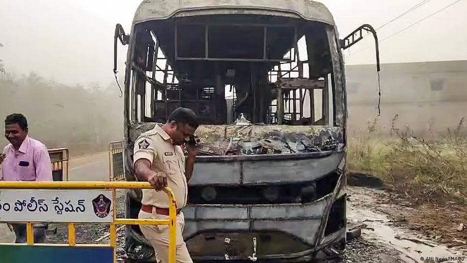 India news: Andhra Pradesh bus fire leaves 13 dead
